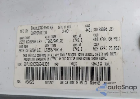 2006 Dodge Ram 3500 Slt from USA, damaged, VIN 3D7LX39C56G241389